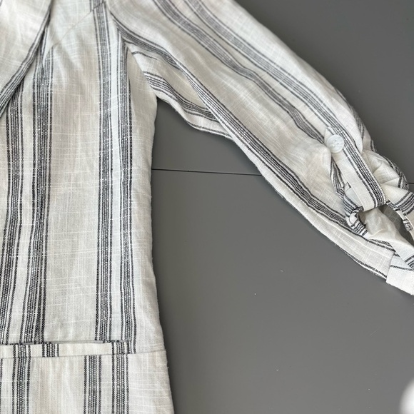 [M]DKR Gray Striped Linen Blend Women's Open Blazer - Picture 11 of 15